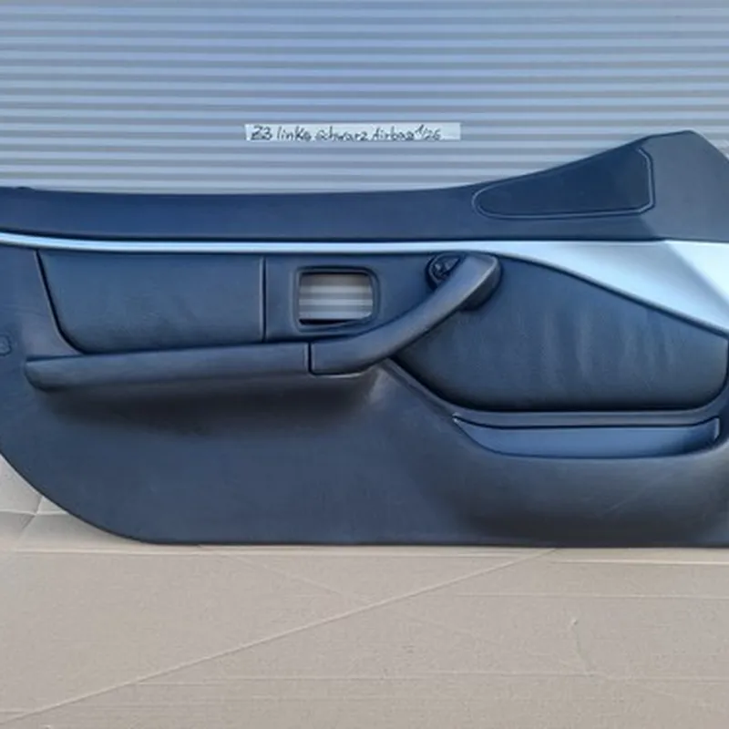 BMW Z3 Tür Verkleidung Leder Schwarz LINKS + Griff + Chrom Leiste Airbag-Klappe