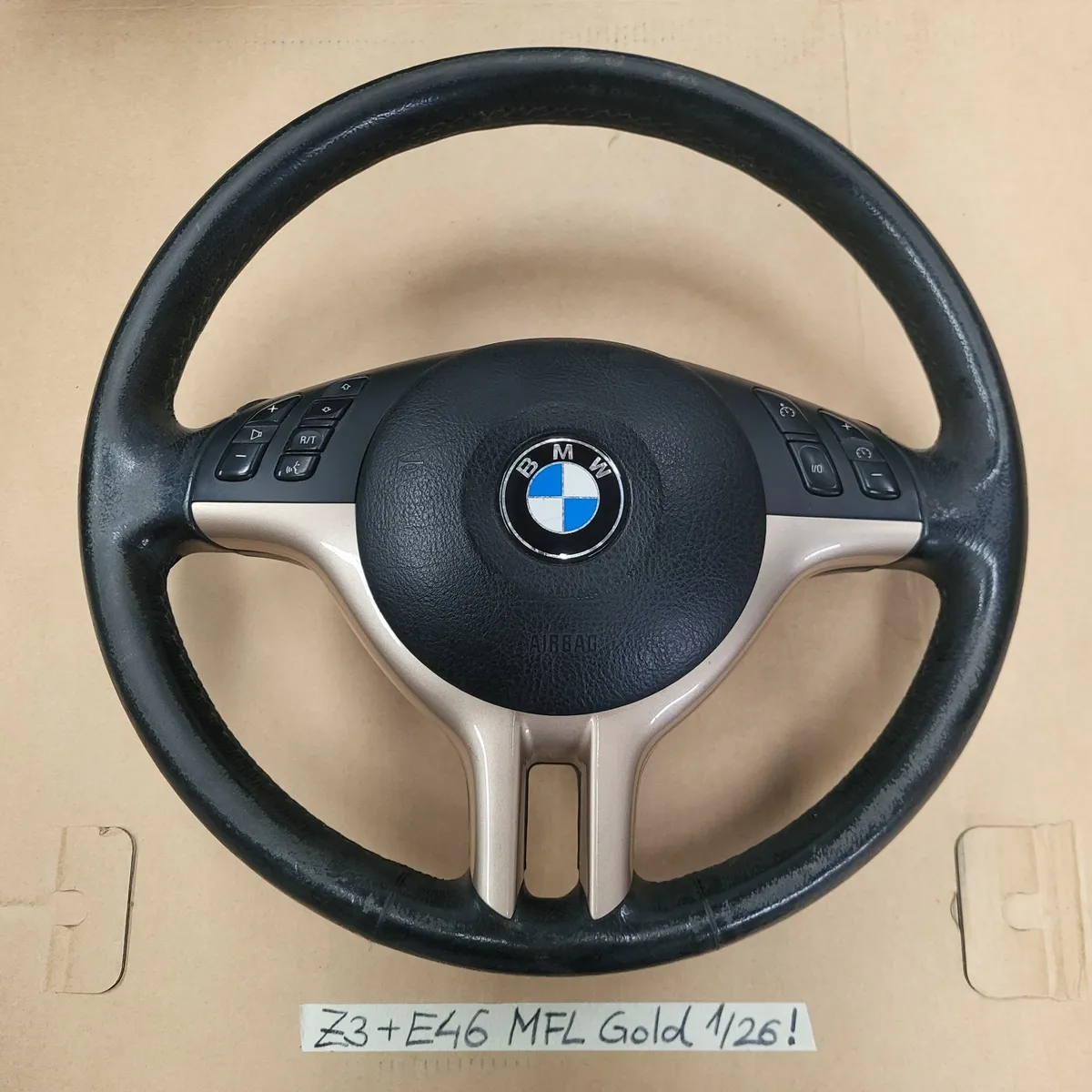 BMW Z3 Facelift E46 E39 MFL Sportlenkrad Leder Lenker Sport Lenkrad gold 6753527