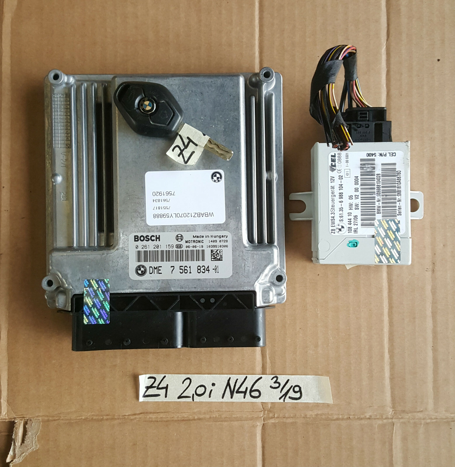BMW Z4 E85 Motor Steuergerät 7561834 EWS Modul 6988104 + Schlüssel N46 Motor