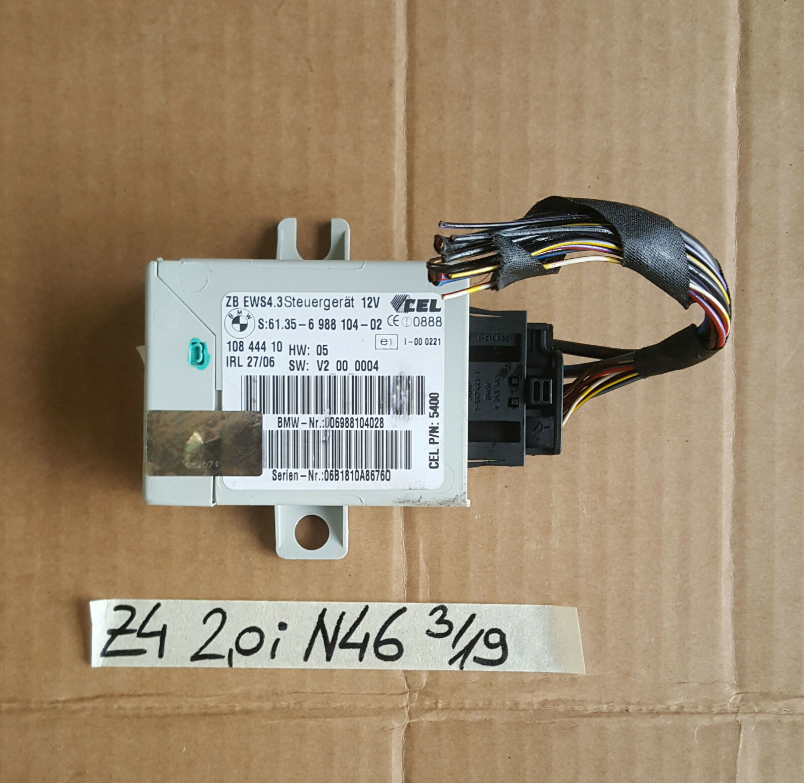 BMW Z4 E85 Motor Steuergerät 7561834 EWS Modul 6988104 + Schlüssel N46 Motor