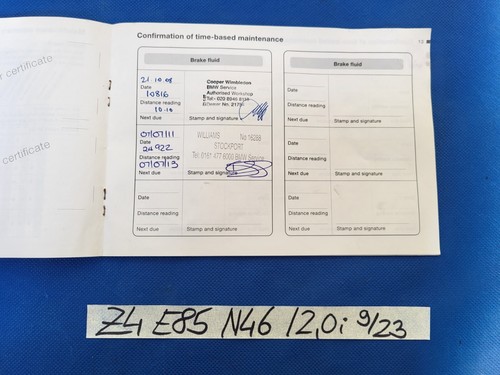 BMW Z4 E85 Bordmappe Leder Service Heft 2,0i Betriebsanleitung Englisch Handbuch