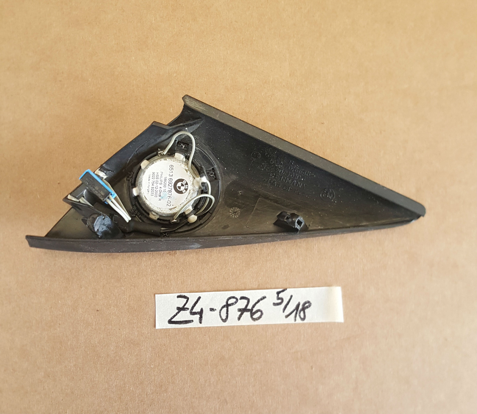 BMW Z4 E85 Hochton Lautsprecher rechts 6927876 + Verkleidung Eckblende 