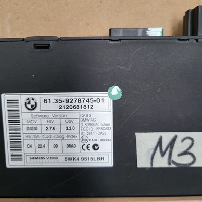 BMW E92 M3 Steuergerät  CAS Modul 9278745 Schlüssel Chip Türschloss RHD