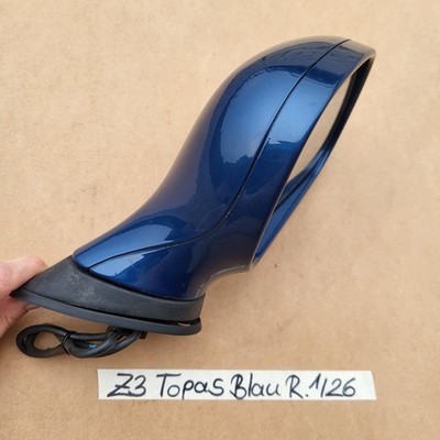BMW Z3 Roadster Seiten Außen Spiegel Gehäuse Glas Motor RECHTS Topas Blau 