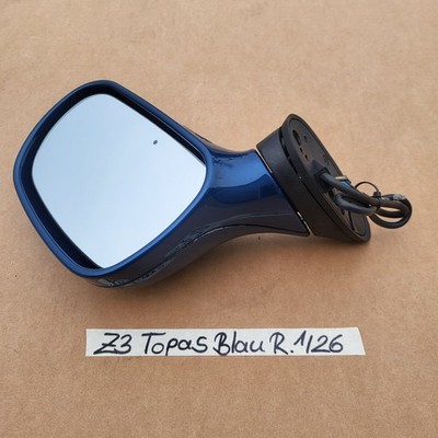 BMW Z3 Roadster Seiten Außen Spiegel Gehäuse Glas Motor RECHTS Topas Blau 