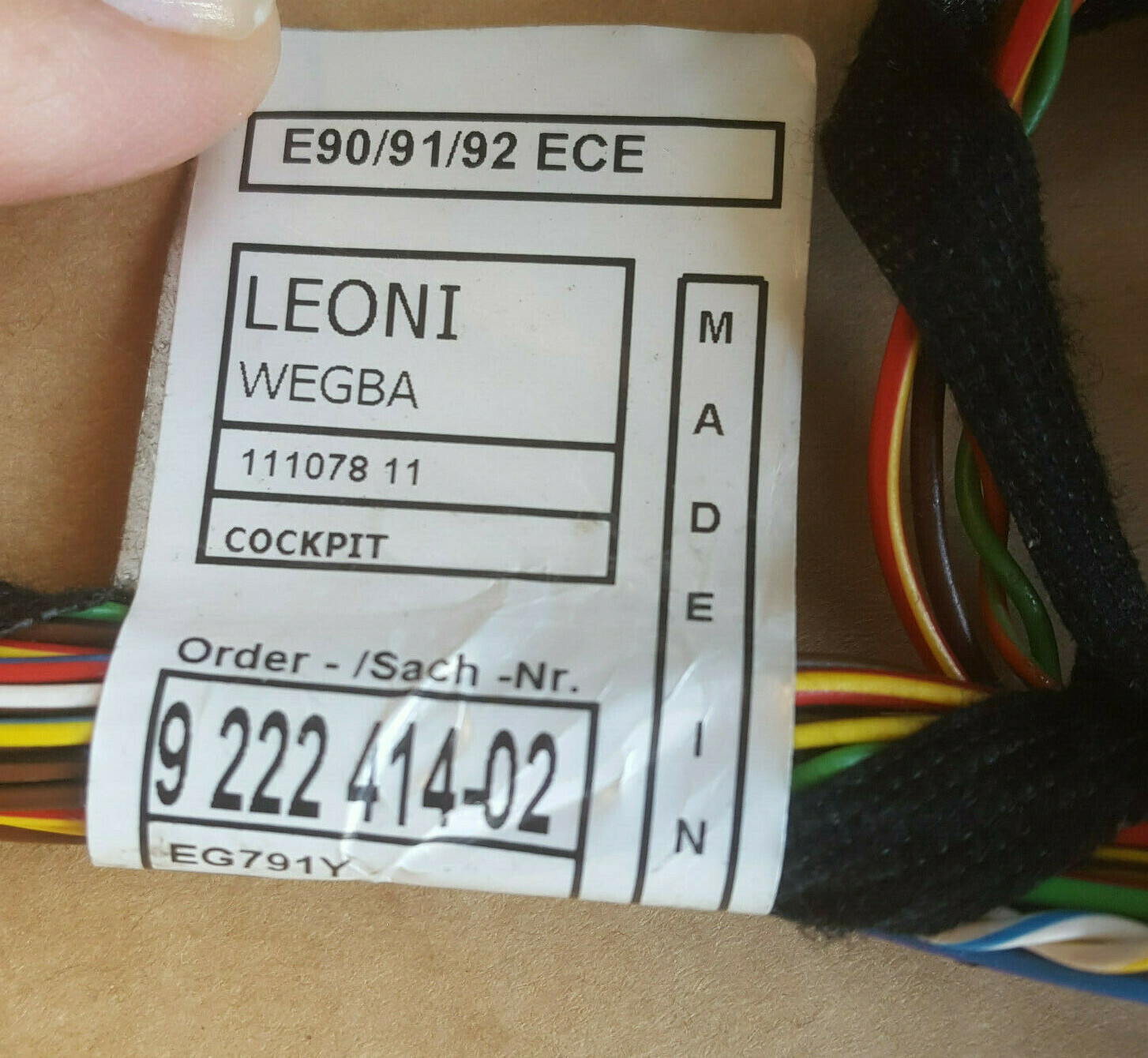 BMW E92 E93 M3 Cockpit Kabel 9222414 Armaturenbrett Kabelbaum 6928670