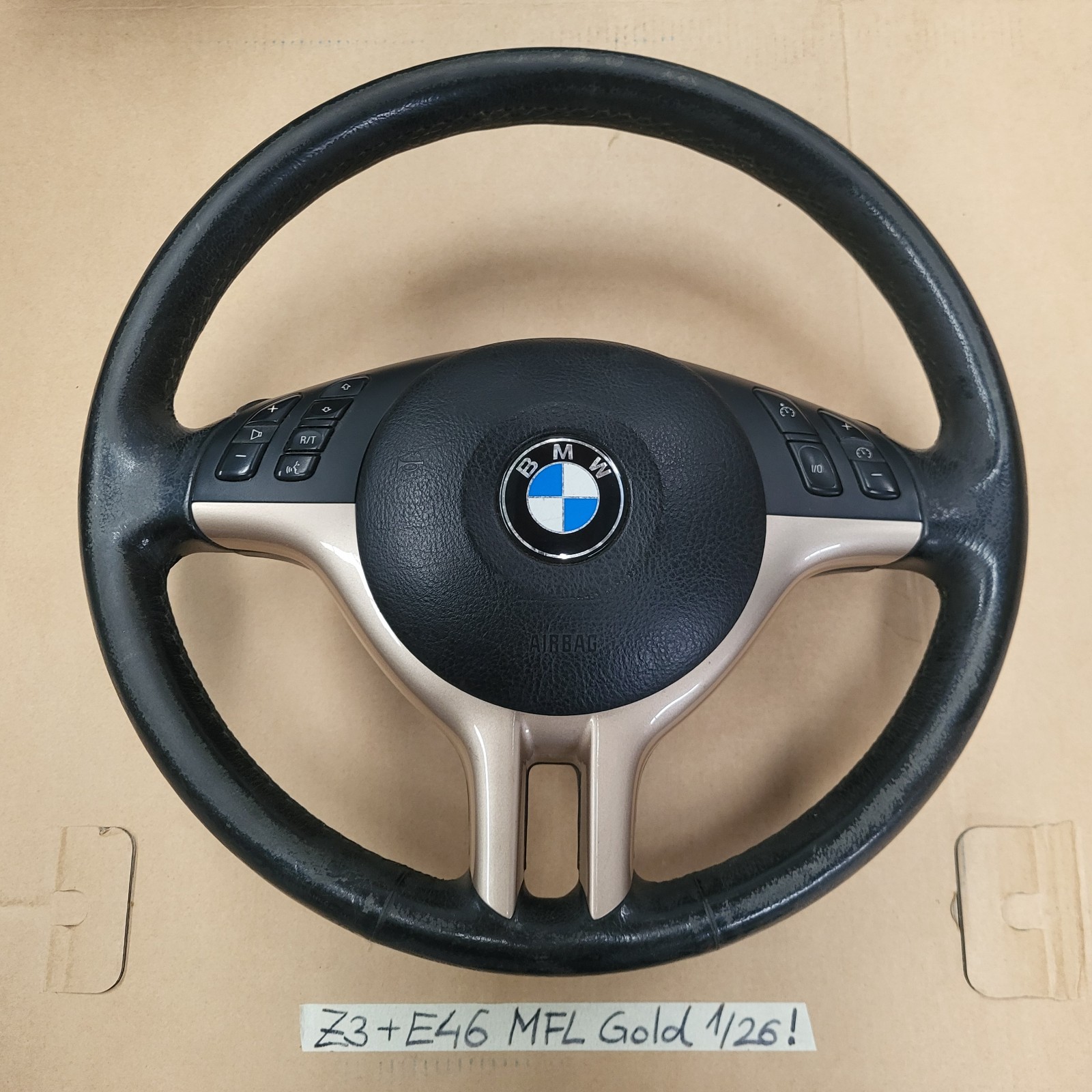 BMW Z3 Facelift E46 E39 MFL Sportlenkrad Leder Lenker Sport Lenkrad gold 6753527