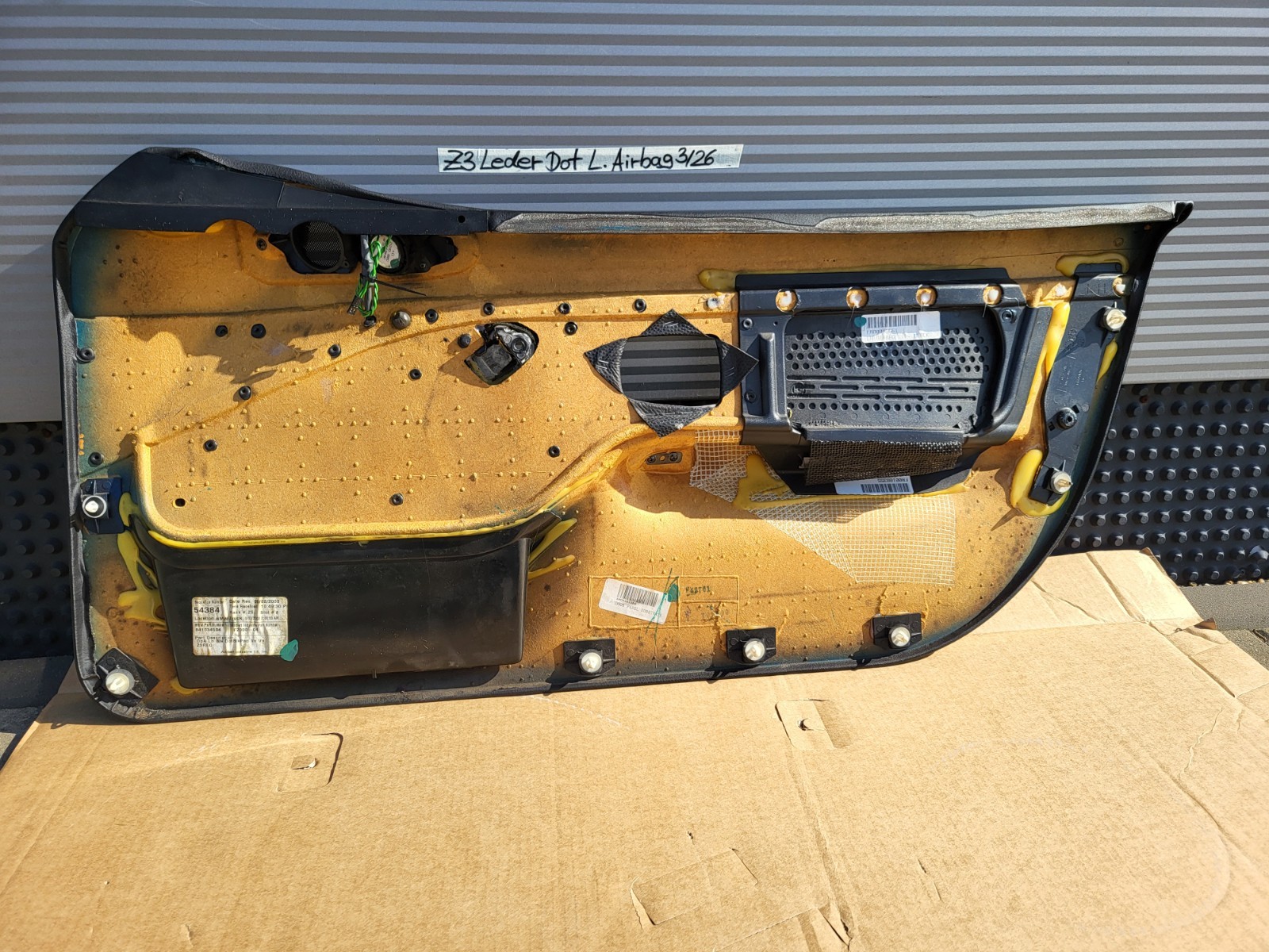 BMW Z3 Roadster Tür Verkleidung Leder Dot Schwarz + Griff LINKS Airbag-Klappe