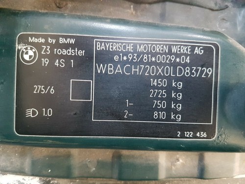 BMW Z3 Roadster Kotflügel HINTEN LINKS Seitenwand Boston grün schmal ABHOLUNG 